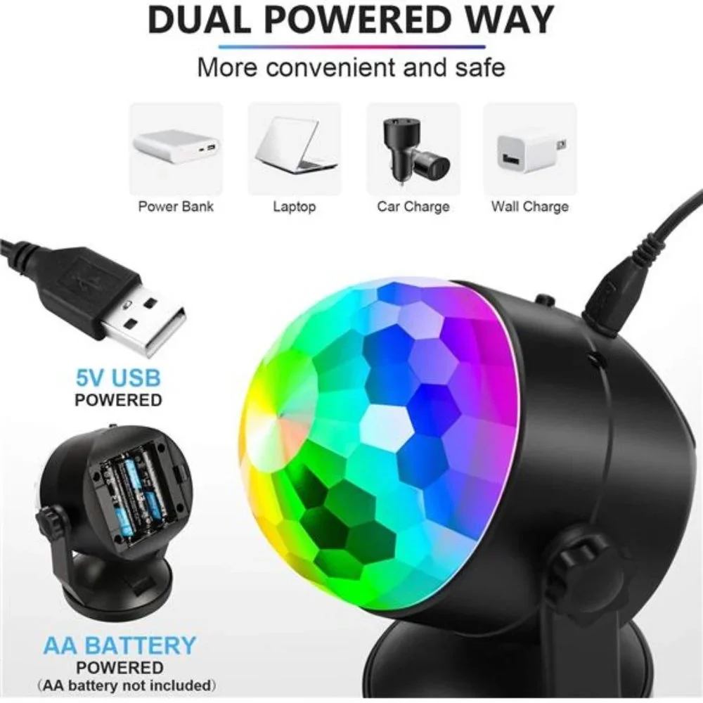 [2-Pack] Portable Sound Activated Party Lights, Battery Powered/USB Plug in